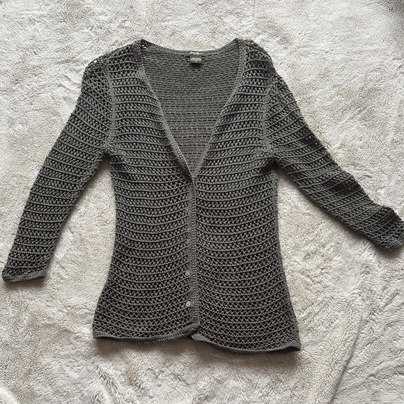 Eddie Bauer Crochet Knit Button-Up Top | Boho Coastal Grandma Core Size Medium - Picture 1 of 6